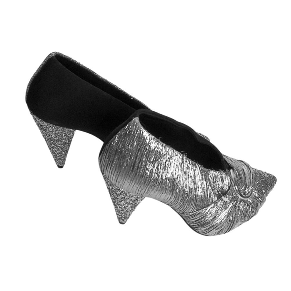 Stella Luna Disco Glam Silver Pleated & Black Pumps with Glitter Heel Size 38 - Picture 5 of 13